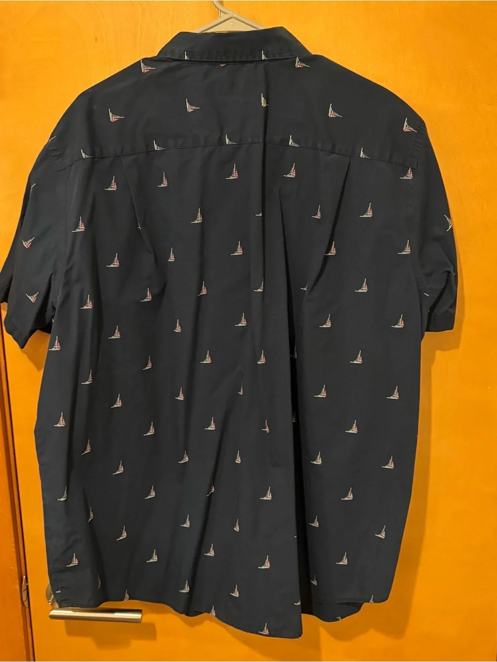 croft & barrow Navy Short-Sleeve Button-Down with Sailboat Motif 2XB